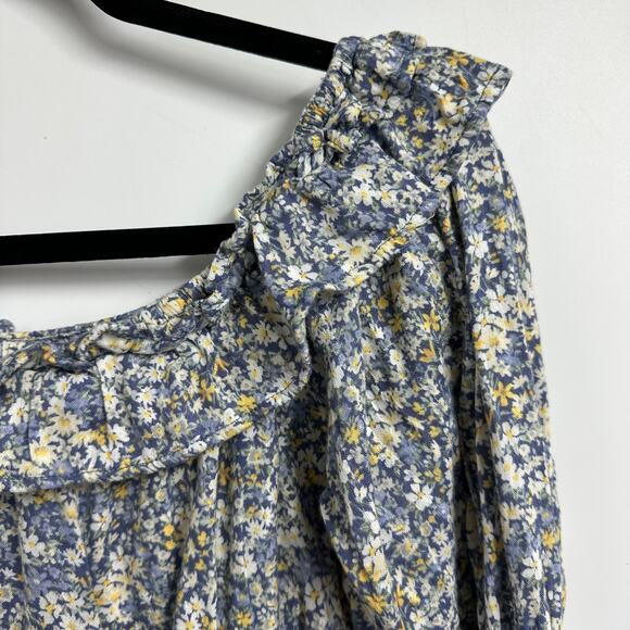 American Eagle Crop Floral Long Sleeve Medium Off Shoulder Festival Boho - Picture 5 of 7